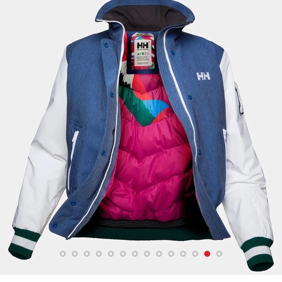 NWT Helly Hansen Apres Ski Varsity Jacket Deep Fjord Denim size medium - Picture 4 of 16